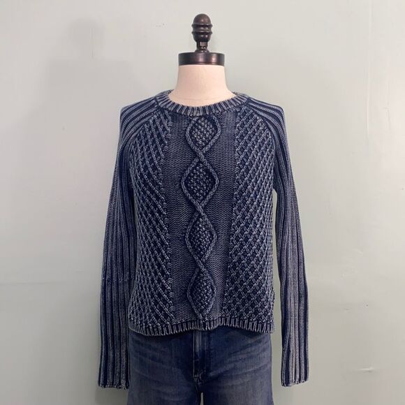 RVCA Blue Knitted Cropped Sweater - Picture 1 of 6